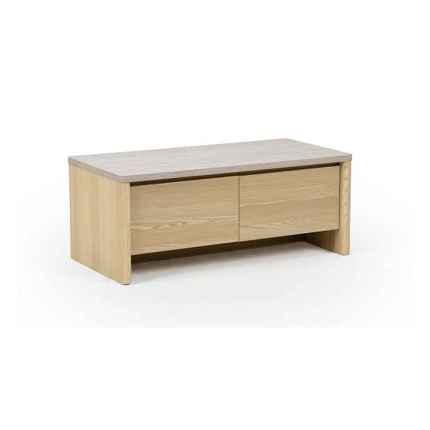 Bílý/ve světle přírodní barvě konferenční stolek v dekoru dubu 40x100 cm Dore – Marckeric