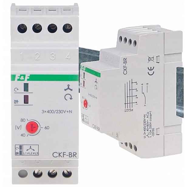 F&f Snímač pořadí a zániku fáze na Din lištu TH35 10A 400V IP20