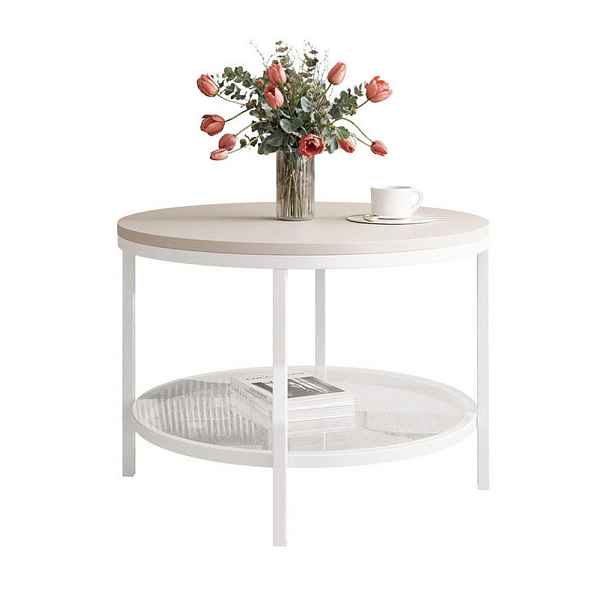 Idohome KONFERENČNÍ STOLEK CANDY 60/42 cm kulatý, bílý / kašmírový