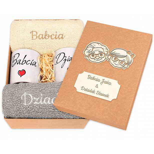 Dárek pro babičku dědečka k Vánocům Ručníky Hrnky db Den babiček