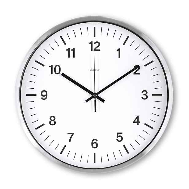 Hama Java, nástěnné hodiny řízené rádiovým signálem, 35 cm, stříbrné