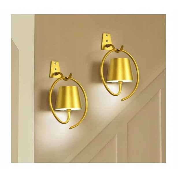Nástěnná Led lampa přenosná, akumulátorová, Usb, světle zlatá, barva 2ks