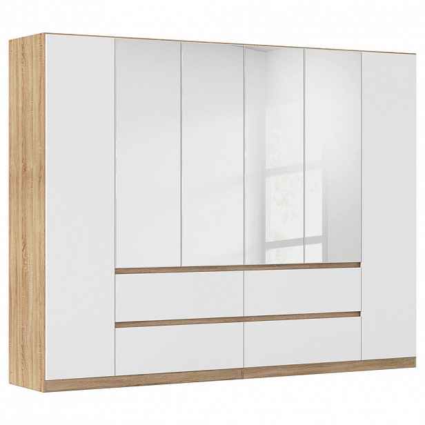 Rauch Möbel ŠATNÍ SKŘÍŇ S OTOČNÝMI DVEŘMI, bílá, barvy dubu, 271/210/54 cm