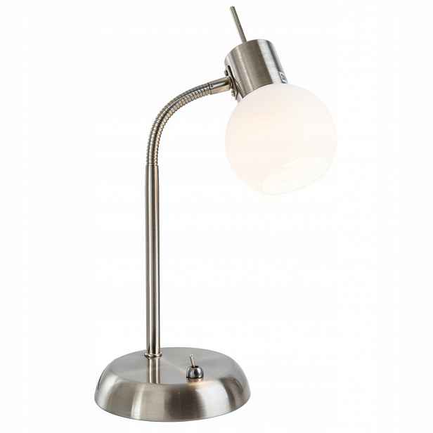 Stříbrná stolní lampa Loxy s pohyblivým světelným zdrojem pro kancelář Globo