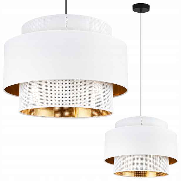 Závěsná Stropní Lustrová Lampa S Bílým Zlatým Stínidlem Do Obývacího Pokoje V Ložnici