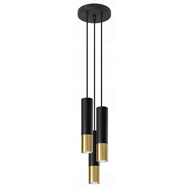 Sollux Lustr Loopez 3P Černý/Zlatý, regul. 100 cm, GU10, 40 W, IP20