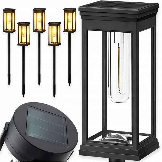 6 x Solární Lampa Led Zahradní Loft Zapichovací Žárovka Se Soumrakovým Senzorem