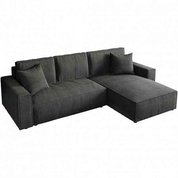 Beautysofa ROHOVÁ pohovka Parys L s funkcí spaní, tmavě šedá
