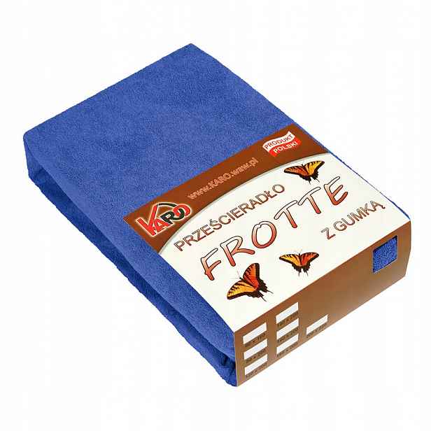 Froté prostěradlo s gumičkou 200x220 safírové Karo