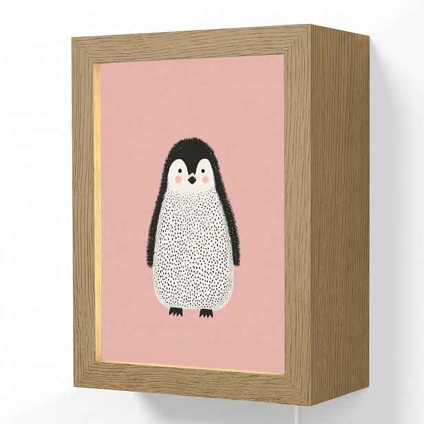 OnlyWow NÁSTĚNNÁ LAMPA Tučňák - Tečky - Minimalistický - Růžový 15x20 cm