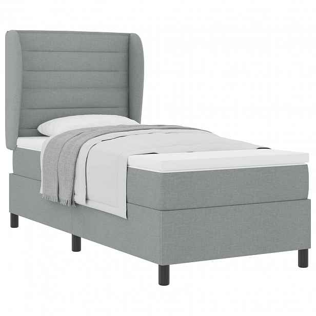 vidaXL Postel s boxspringem s matrací Světle šedá 100 x 200 cm textil