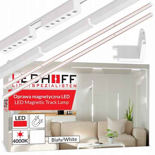 Magnetická kolejnice Szyna 2 m 5 x lineární Led lampa s Vertikálním spojováním