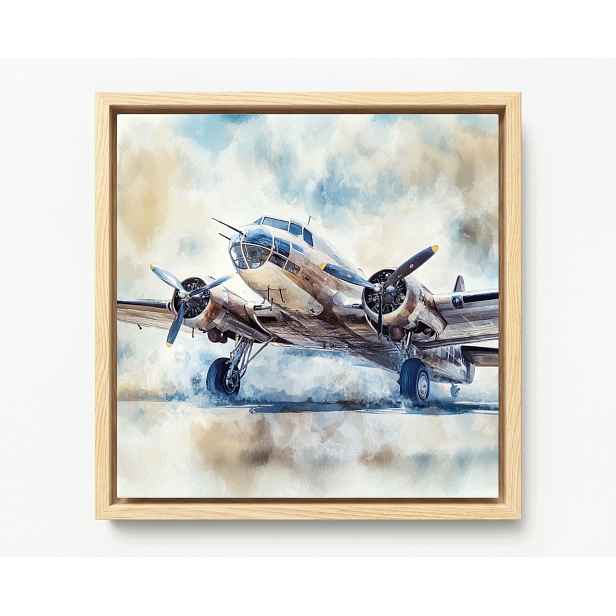 Obraz Rám Americký Vojenský Box Letadlo Retro Vintage Akvarel 50x50