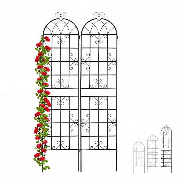 Relaxdays MŘÍŽ Černá Vintage 2dílná-sada Kov 220 cm