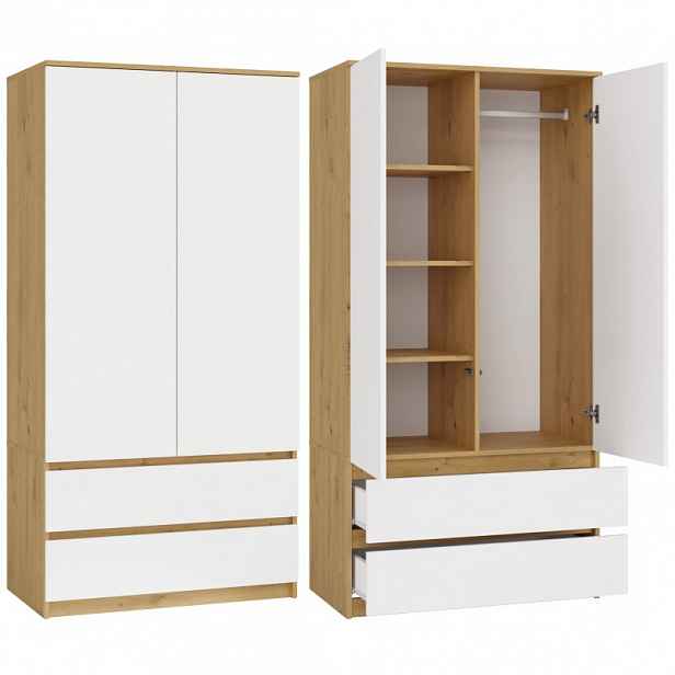 Šatní skříň do předsíně 90 cm TAAVI - dub artisan / bílá