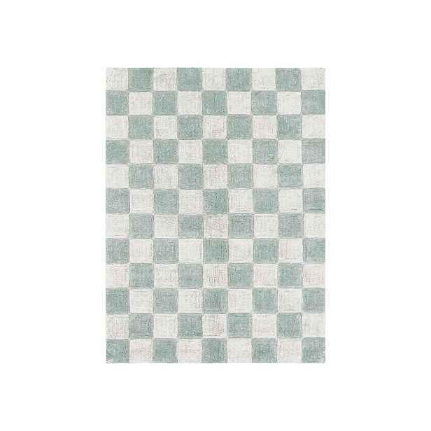 Světle modro-krémový pratelný ručně tkaný bavlněný koberec 120x160 cm Kitchen Tiles Blue Sage – Lorena Canals