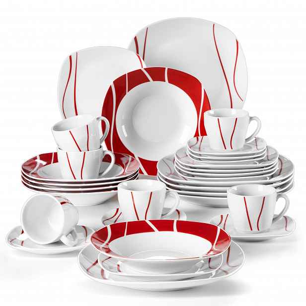 TEMU 18dílná/30dílná sada porcelánového nádobí, kombinovaná sada, talíře, kelímky, dezertní talíře, polévkové talíře a jídelní talíře, kávový servis,