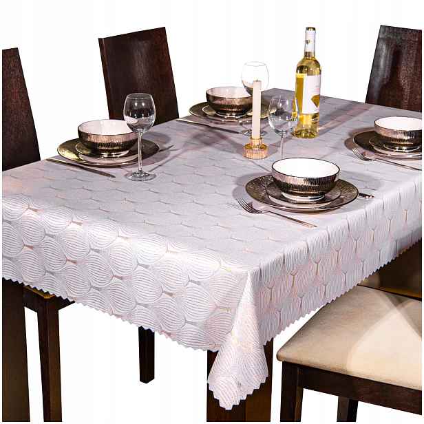 Ubrus odolný proti skvrnám 340x120 Celoroční Elegantní Bílé zlato a stříbro SW31