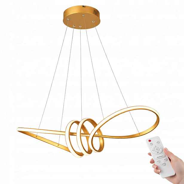 Závěsné Stropní Svítidlo Zlaté 70CM Lustrové Led Svítidlo S Dálkovým Ovládáním Do Obývacího Pokoje