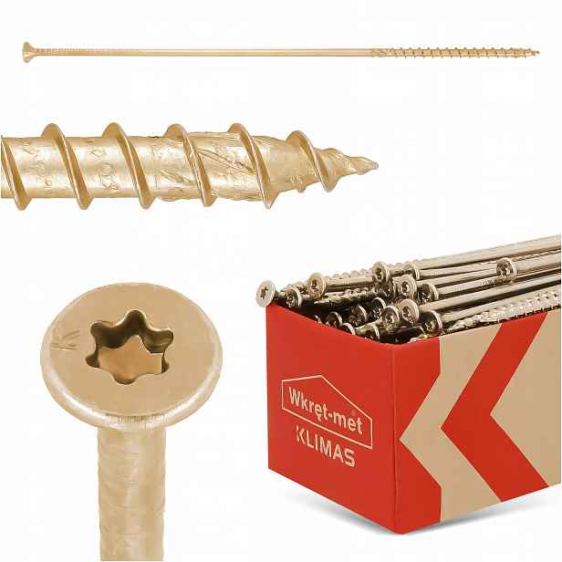 100x Tesařské Vruty 6x260 Torx Dřevo Kuželové Konstrukční Šrouby P 8S