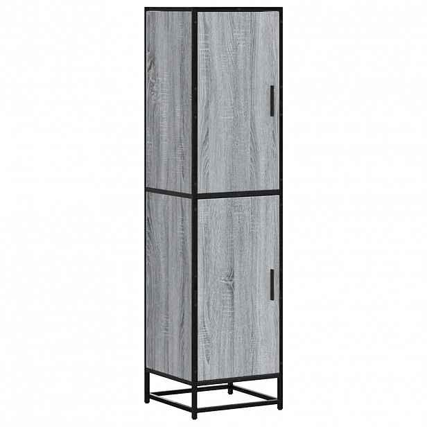 vidaXL Skříň highboard šedá sonoma 35,5x35x139 cm kompozit a kov