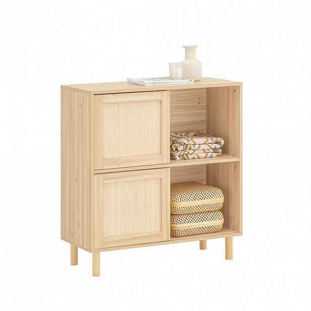 SoBuy NÍZKÁ SKŘÍŇ se dvěma dveřmi Přírodní 80x35x87cm Nordický