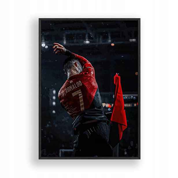Obraz Cristiano Ronaldo Plakát Rámeček Dřevěný Černý 30x42 cm
