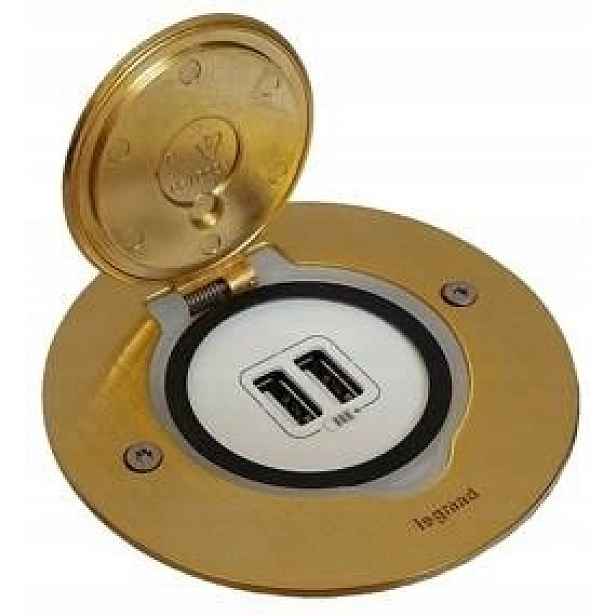 Podlahová zásuvka s Usb Zlatá mosaz Legrand