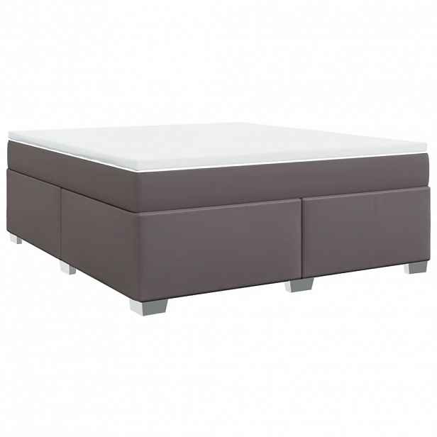 vidaXL Box spring postel s matrací šedá 180x200 cm umělá kůže