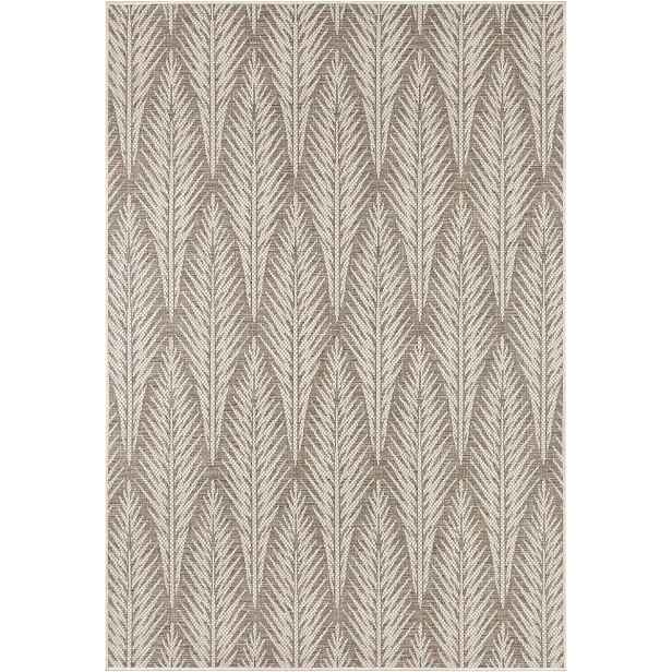 Koberec na terasu 230 x 330 cm typu sisal, béžovo krémový s listy