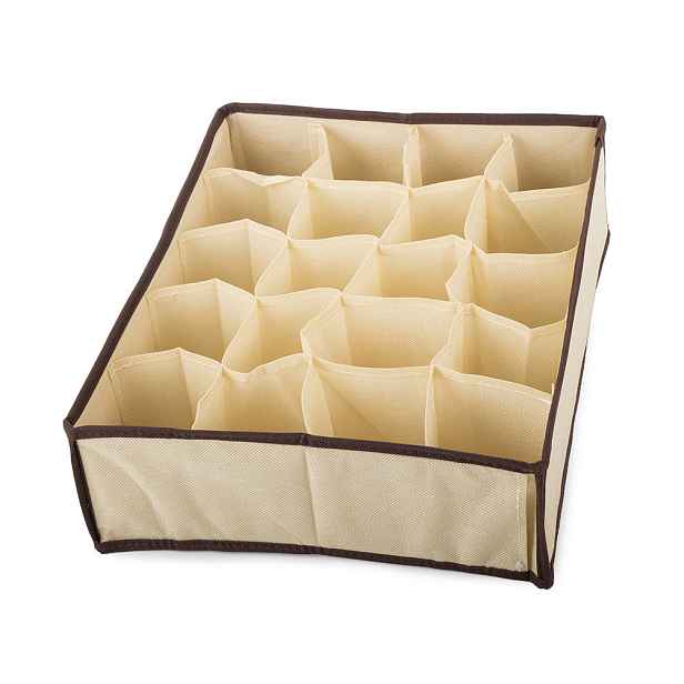 VERK GROUP Organizér na spodní prádlo, KIPIT, 24 přihrádek, béžový,  34 x 30 x 10 cm
