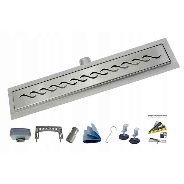 X-home Lineární Odtok 100 cm Fala Wave Nízký Sifon 54 mm