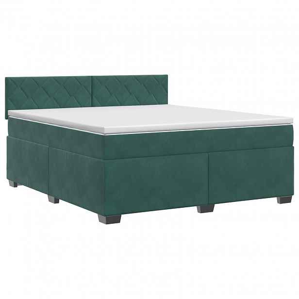 vidaXL Postel boxspring s matrací Tmavě zelená 140 x 200 cm Samet