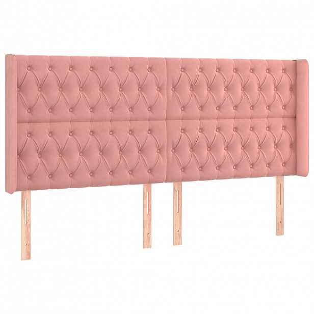vidaXL Čelo postele typu ušák růžové 183x16x118/128 cm samet
