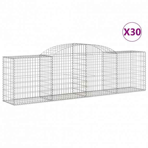 vidaXL Klenuté gabionové koše 30ks 300x50x80/100 cm pozinkované železo