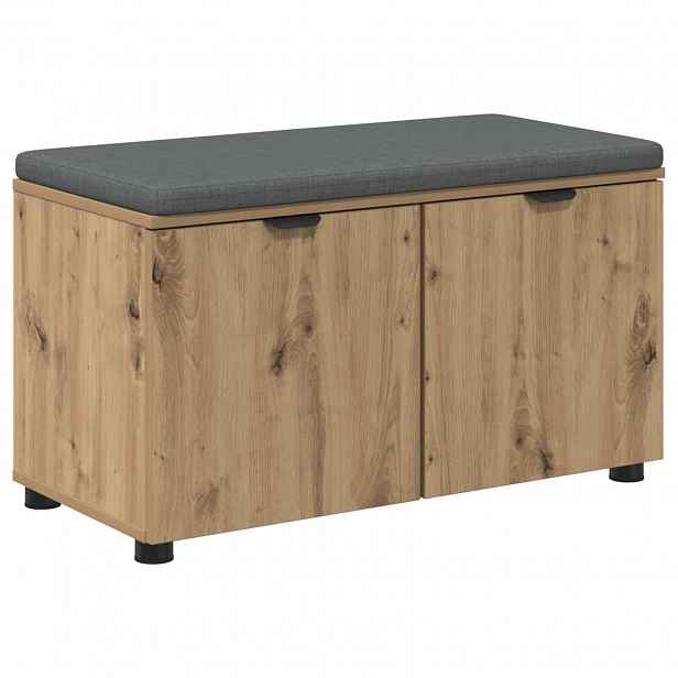 vidaXL Lavice na boty s polstrováním Dub artisan 80 x 38 x 46 cm