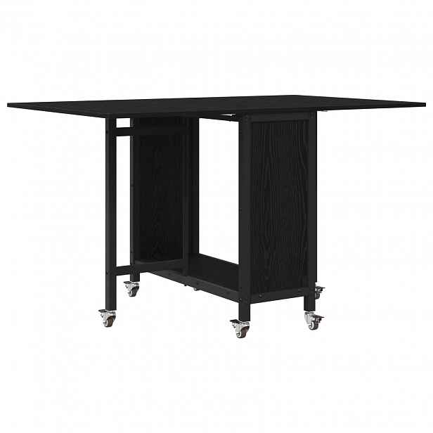 vidaXL Skládací jídelní stůl s kolečky 130 x 80 x 76,5 cm Černý dub