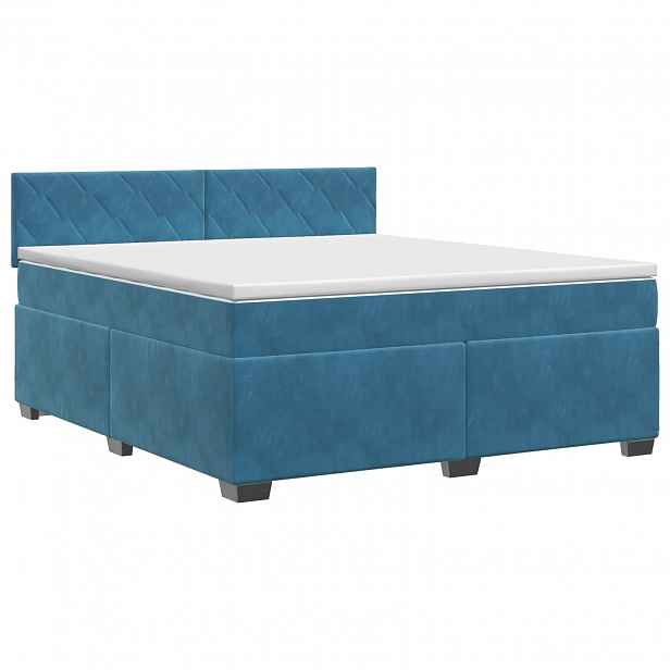 vidaXL Postel boxspring s matrací Tmavě modrá 140 x 200 cm Samet