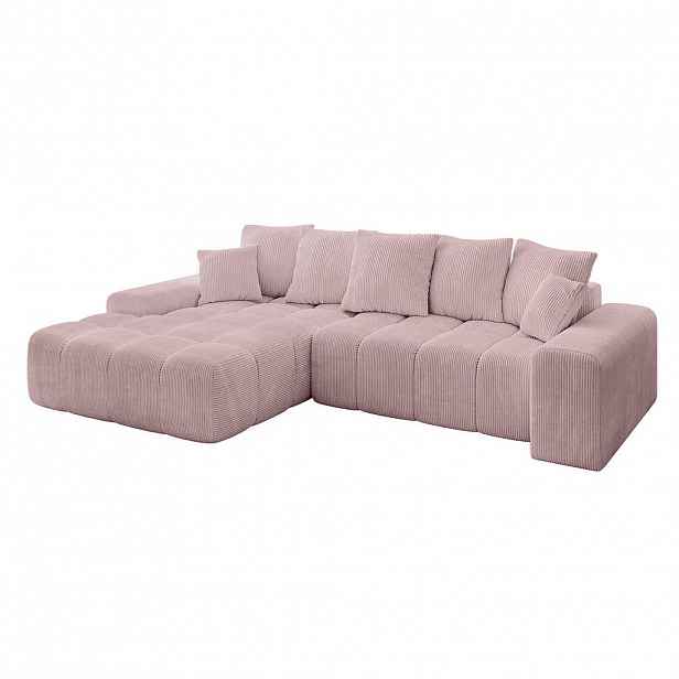 ALTDECOR ROHOVÁ SEDACÍ SOUPRAVA s otomanem vlevo ENSI-L – 267x164x69 cm, růžová