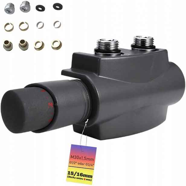 Sada Multiblock s termostatem, úhlová a průchozí G1/2" G3/4", 15/16 mm