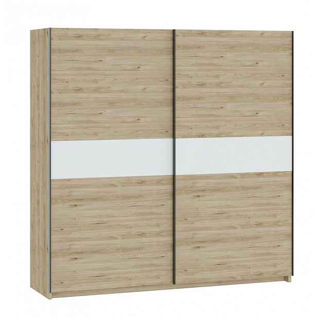 Šatní skříň 200 cm RANDLER - ořech hickory / bílá