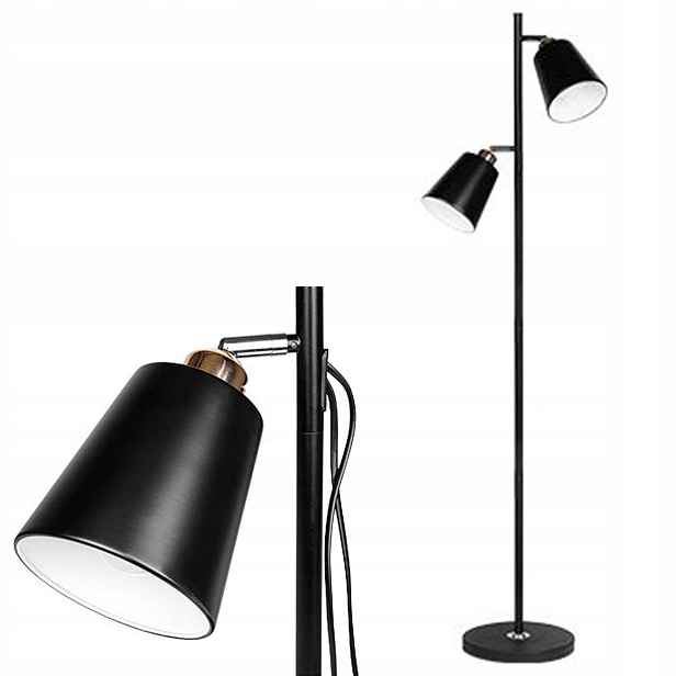 Stojací podlahová lampa 2x E27 max 60W 140 Cm Černá-Zlatá Koko