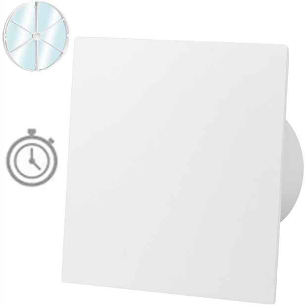 Ventilátor Abs Bílý Lesk Časový Spínač Časovač Zpětný Ventil Fi 125