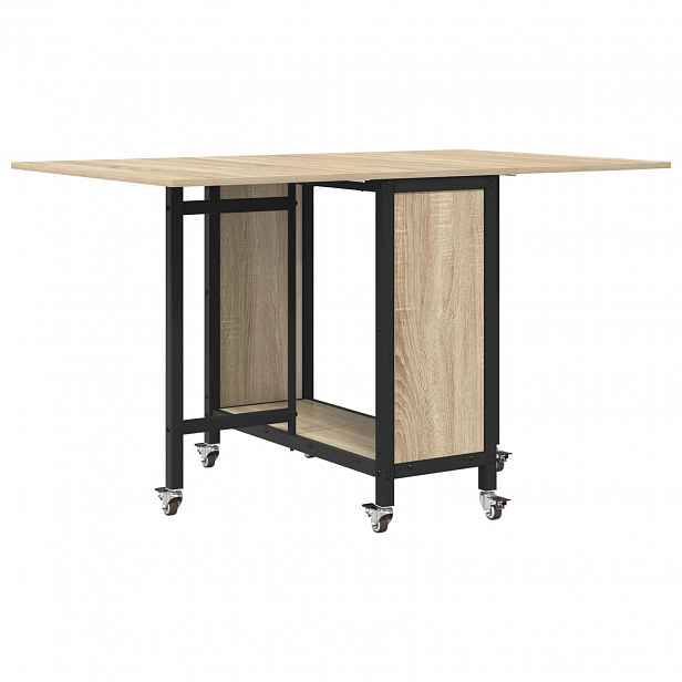 vidaXL Skládací jídelní stůl s kolečky 130 x 80 x 76,5 cm ocel PB