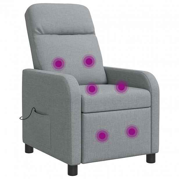 vidaXL Masážní polohovací křeslo Světle šedá Textil