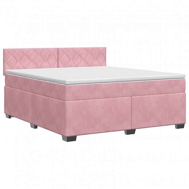 vidaXL Postel boxspring s matrací s čelo Růžová 140 x 200 cm Samet