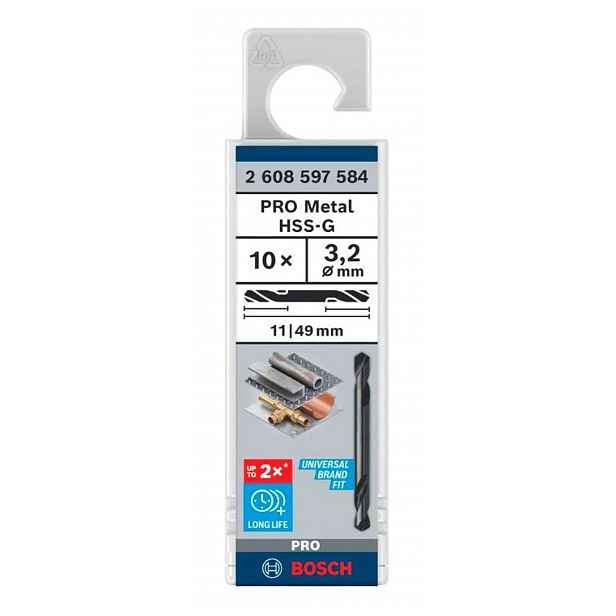 Bosch - Sada vrtáků do kovu, oboustranné, 3,2x49 mm, 10 ks 2608597584