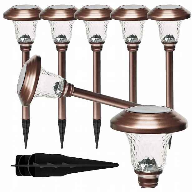 Sada solárních zahradních lamp, zapichovací, voděodolné, 42 cm, venkovní 6 Ks
