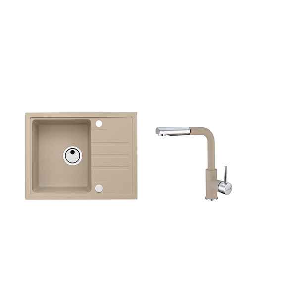 SET ALVEUS INTERMEZZO 30/55 + BATERIE SIROS 55 obdélníkový granitový dřez 595 x 475 mm v setu s baterií