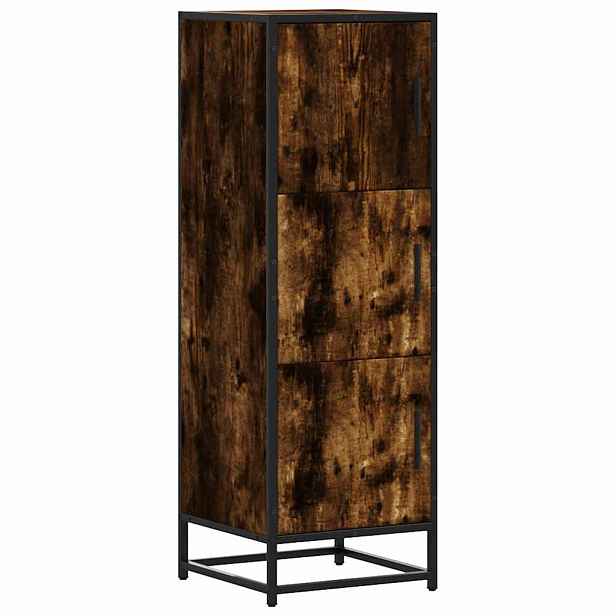 vidaXL Skříň highboard kouřový dub 35,5x35x106,5 cm kompozit a kov